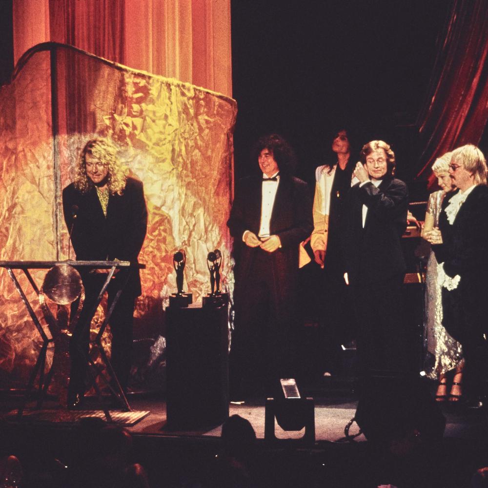 1995 Rock and Roll Hall of Fame Inductees Led Zeppelin Onstage at the Induction Ceremony