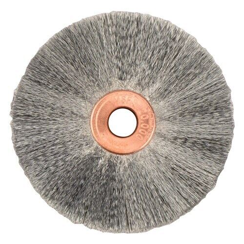 Weiler 1-1/2 Dia Crimped Wire Wheel, .005 Brass Fill, 3/8 Arbor Hole  29178