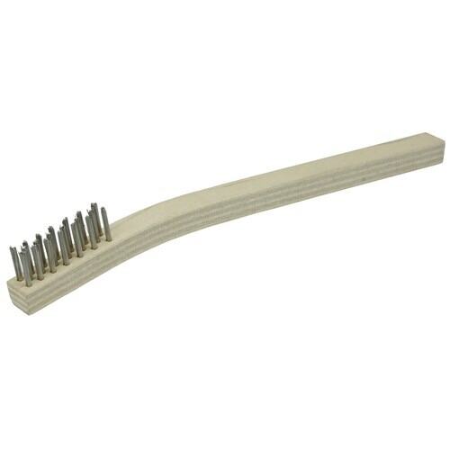 Small Hand Wire Scratch Brush, Stainless Steel Fill, Wood Block, 3 x 7 Rows  - 44167
