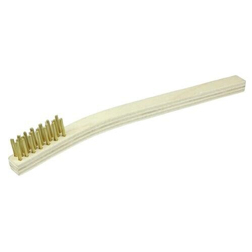 Small Hand Wire Scratch Brush, Brass Fill, Wood Block, 3 x 7 Rows