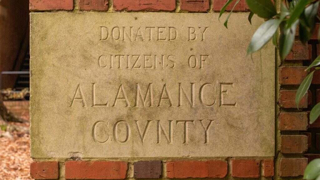 Alamance Cornerstone donated by citizens of Alamance County, North Carolina.