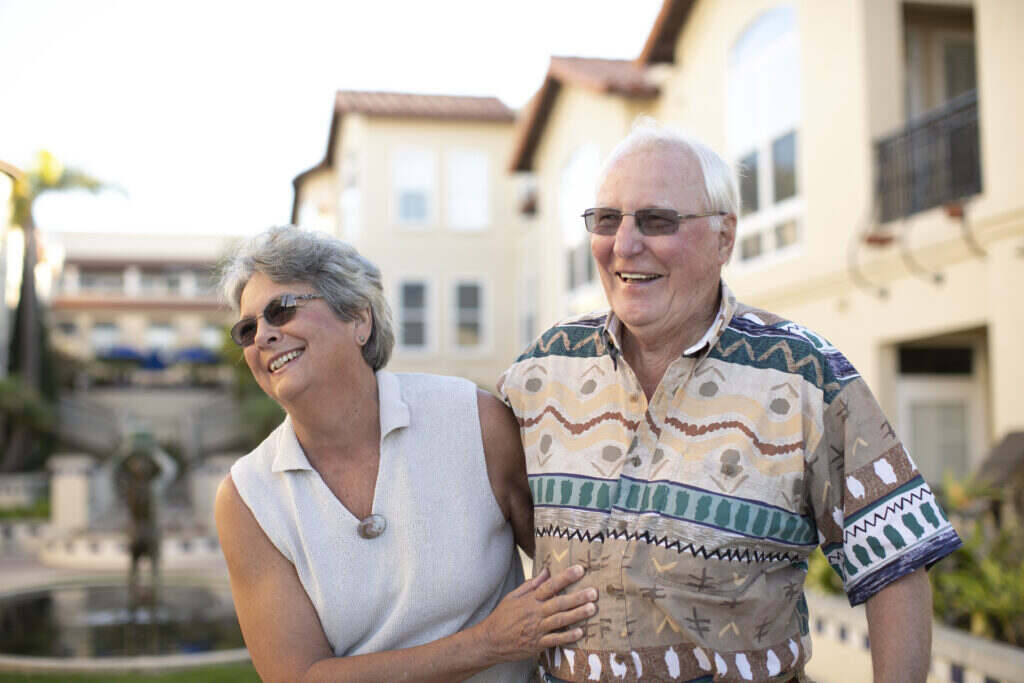 an old senior couple laughing