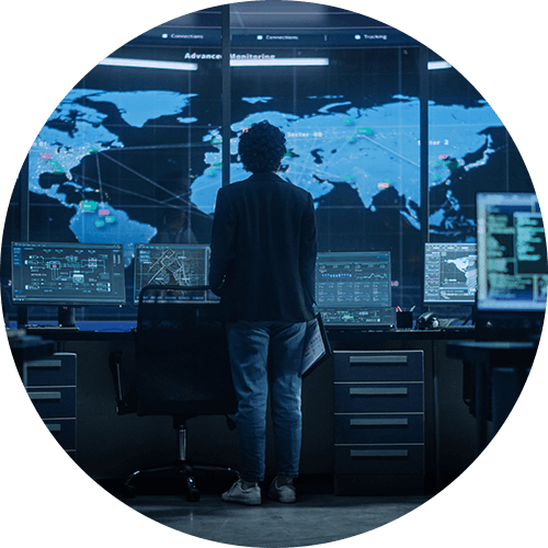 Security analyst monitoring threat activity