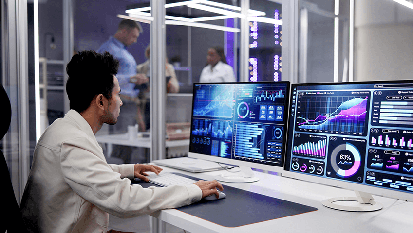 Security professionals reviewing a security operations dashboard